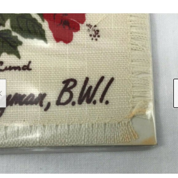 Vtg 4 New Lund Hand Silkscreened Hibiscus Flower Grand Cayman Linen Coasters - Picture 2 of 4